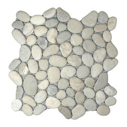 CNK Tile - Bali Cloud Pebble Tile, 12x12 Mesh Backed, Natural River Stone for Shower & More - Mosaic Tile