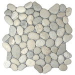 CNK Tile - Bali Cloud Pebble Tile - Each pebble is carefully selected and hand-sorted according to color, size and shape in order to ensure the highest quality pebble tile available. The stones are attached to a sturdy mesh backing using non-toxic, environmentally safe glue. Because of the unique pattern in which our tile is created they fit together seamlessly when installed so you can't tell where one tile ends and the next begins!
