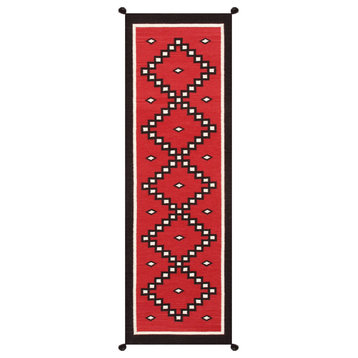 Tuscany Reversible Wool Red Area Rug- 2' 7'' X 8' 2''