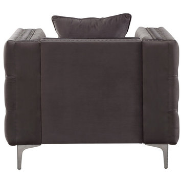 ACME Gillian II Chair With 1 Pillow, Dark Gray Velvet
