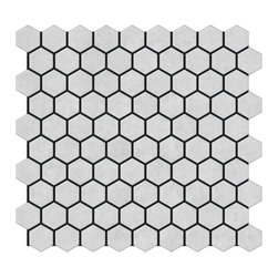 Statuary Crystal Marble Italian White Statuario 1" Hexagon Mosaic Tile Polished - Home Accessories & Decor