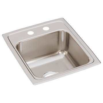 Elkay Classic Stainless Steel 1-Bowl Drop-in Bar Sink, Faucet Holes: 2