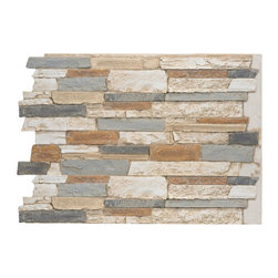 141-36-BRIGHTON FAUX WIDE STACKED STONE WALL PANELS - 36"H - Wall Panels