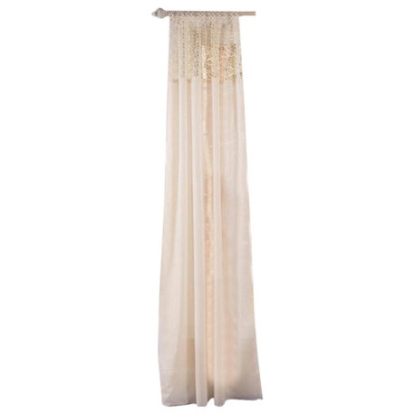 Juliette Crochet Tab Top Sheer Window Panel, Ivory, 52''x96''