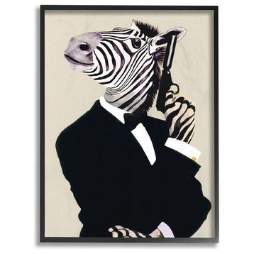 Secret Agent James Bond Zebra, Framed, 16"x20"