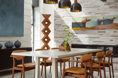 Example of a beach style dining room design in Los Angeles
