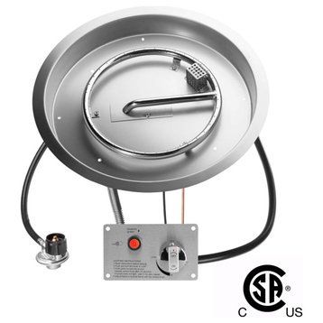 19" Round CSA Certified Fire Pit Burner Kit, Stainless Steel, Propane