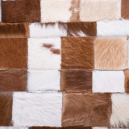 Luxury Handmade Cowhide Patchwork Hallway Runner, Brown White, 7'11"x2'2" - Hall And Stair Runners