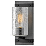 HInkley - Hinkley Sawyer 11" Single Light Vanity Wall Sconce, Aged Zinc + Distressed Black - The fresh, rustic design of the Sawyer collection will enhance any living experience with a warm, cozy ambiance. The Aged Zinc finish with Distressed Black accents or Sequoia finish with Iron Rust accents paired with clear seedy glass offer a farmhouse chic style.