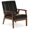 Nikko Faux Leather Wooden Lounge Chair, Black