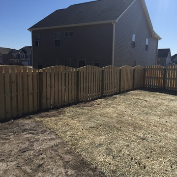 Arched shadow box fence