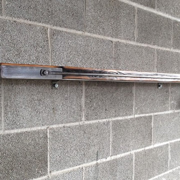 Reclaimed Wood And Iron Shelf With Forged Strap