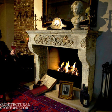Reclaimed & Rustic Hand carved living room Fireplace Mantel