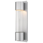 Z-lite - Z-Lite 575S-SL-LED One Light Outdoor Wall Sconce Striate Silver - Sleek in silver, this small wall sconce enhances contemporary decor with a cool, crisp look. Clear optic glass ensures true illumination while a cylinder silhouette and bold end caps catch the eye.