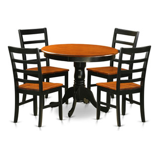 Dining Furniture With Wooden Chairs, Black and Cherry - Traditional ...