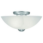 Livex Lighting - Somerset Ceiling Mount, Brushed Nickel - Smooth lines meet gorgeous materials in our Somerset collection. The sleek design will add contemporary class and appeal to your home. This two light ceiling mount features a brushed nickel finish with satin glass.
