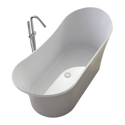 ADM Bathroom Design - ADM Curved Freestanding Bathtub, White, 68.9" - Bathtubs