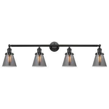 Cone 4-Light 42" Bath Vanity Light, LED, Oil Rubbed Bronze, Plated Smoke