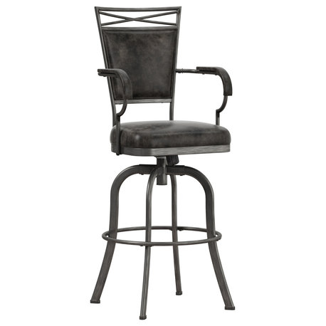 Hillsdale Bridgetown Tilt Base Metal Swivel Stool, Pewter, Bar Height