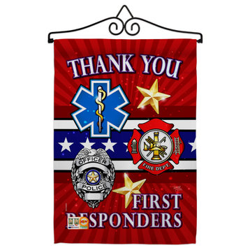 First Responders Garden Flag Set Wall Hanger Double-Sided 13x18.5