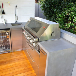 Outdoor Kitchens with Polished Concrete Benchtops & Stainless Steel Doors - Outdoor Products