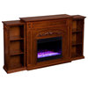 Bowery Hill Engineered Wood Color Changing Electric Fireplace in Brown