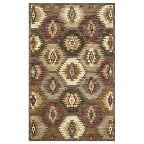 Alora Decor Ryder 3' x 5' Tribal Multi/Tan/Khaki/Olive Green Area Rug