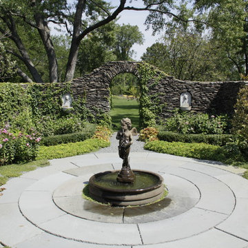 Full Landscape with Patio, Outdoor Kitchen, Stone Driveway and Planting