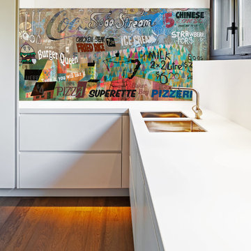 'What's For Dinner ?' printed image on glass backsplash