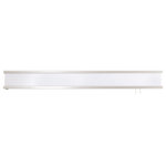 AFX Inc. - Randolph 50" LED Overbed Wall Light, Satin Nickel, Linen White Shade - The AFX 50 LED Overbed Wall Light with Satin Nickel Finish and Linen White Shade boasts many features that make it an ideal and functional light for your home. The LumaFuse laminated fabric/acrylic shade is durable and easy to clean and the white bottom and top acrylic diffuser disperses light evenly. This indoor wall light also includes a faux metal linear banded accent LED overbed and a 4-way pull switch.