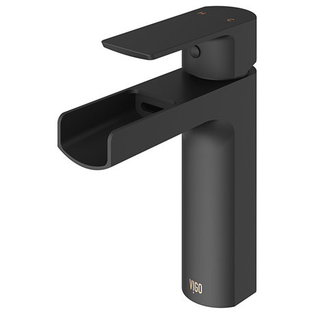 VIGO Ileana Single Hole Bathroom Faucet, Matte Black