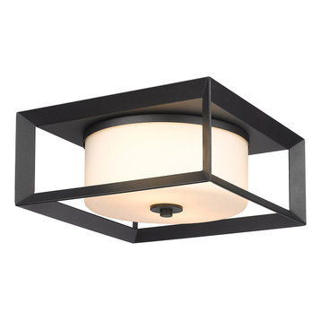 Smyth Outdoor Flush Mount With Opal Glass Shade