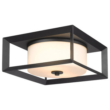Smyth Outdoor Flush Mount With Opal Glass Shade