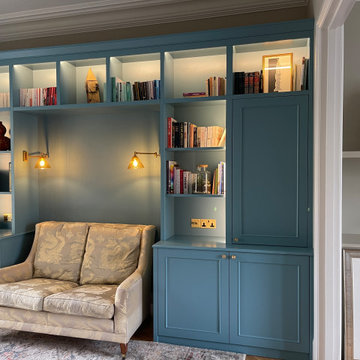Blue Spray Painted laquered Media Unit Alcoves