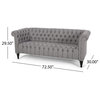 Edgar Traditional Chesterfield Sofa With Tufted Cushions, Gray, Black