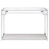 Mirror Top Metal Console Table With Wooden Open Bottom Shelf, Silver