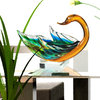 Dale Tiffany 9.5" Swan Bowl Sculpture, Amber/Clear Finish