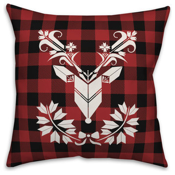 Plaid Ornamental Reindeer 20"x20" Throw Pillow Cover