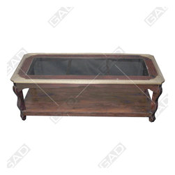 WOOD EN BRASS CENTER TABLE - Furniture