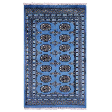 2' 7" X 4' 2" Hand Knotted Silky Bokhara Wool Rug - Q21812