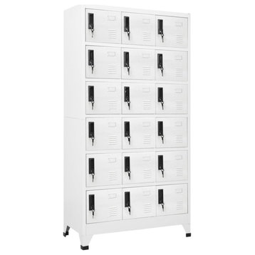 Vidaxl Locker Cabinet White 35.4"x15.7"x70.9" Steel