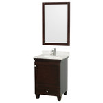 Wyndham Collection - Acclaim 24" Espresso Single Vanity, Carrara Marble Top, Um Sq Sink, 24" - Sublimely linking traditional and modern design aesthetics, and part of the exclusive Wyndham Collection Designer Series by Christopher Grubb, the Acclaim Vanity is at home in almost every bathroom decor. This solid oak vanity blends the simple lines of traditional design with modern elements like square undermount sinks and brushed chrome hardware, resulting in a timeless piece of bathroom furniture. The Acclaim is available with a White Carrara or Ivory marble counter, porcelain sinks, and matching Mrrs. Featuring soft close door hinges and drawer glides, you'll never hear a noisy door again! Meticulously finished with brushed chrome hardware, the attention to detail on this beautiful vanity is second to none and is sure to be envy of your friends and neighbors!