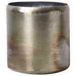 Serene Spaces Living - Rustic Iron Bowl, Sturdy Oil Slick Iron Bowl, 7"x7" Oil Slick Iron Cylinder - "If you are looking for a rustic metallic accent for your space, this sleek iron vase is the perfect fit. Versatile and functional, this vase with its vintage vibe allows whatever is placed in it to be the center of attention. It looks great anywhere - be it an office, bar, restaurant, spa or home. This cylinder is a sturdy oil slick iron container with iridescent rainbow color spots on it, it has straight sides with a curvy bottom and top. Its size is great for a lush bouquet, or a wedding floral centerpiece and we love that its design works with most decor styles. It can work as a lovely accent in a rustic floral arrangement, store window display or other decorative uses. Sold individually, this vase measures 7" Diameter x 7" Tall.