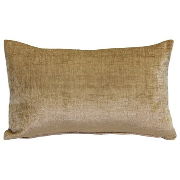 Pillow Decor, Venetian Velvet Golden Brown Throw Pillow 12x19