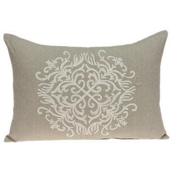 Parkland Collection Tara Traditional Beige Pillow Cover With Poly Insert