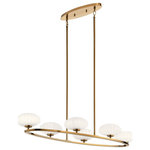 Kichler - Kichler Pim Oval 6-LT Chandelier 52224FXG - Fox Gold - The Pim™ 39in. 6 light oval chandelier features a nostalgic mid century modern design in Fox Gold and rounded shaped satin etched cased opal glass. A perfect addition in several aesthetic environments including contemporary and transitional.