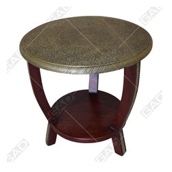 EMBOSSED BRASS TOP COFFEE TABLE -WOODEN METAL COFFEE TABLE - Furniture