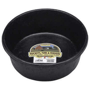 Little Giant Corded Rubber Feed Pan, 4 qt., Black