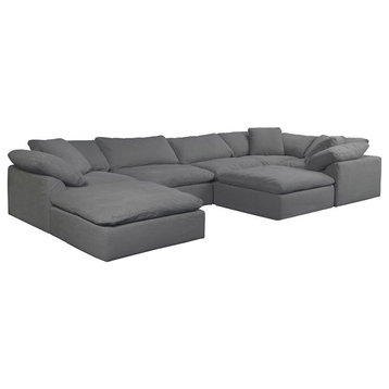 Sunset Trading Puff 7-Piece Fabric Slipcovered Modular Sectional in Gray