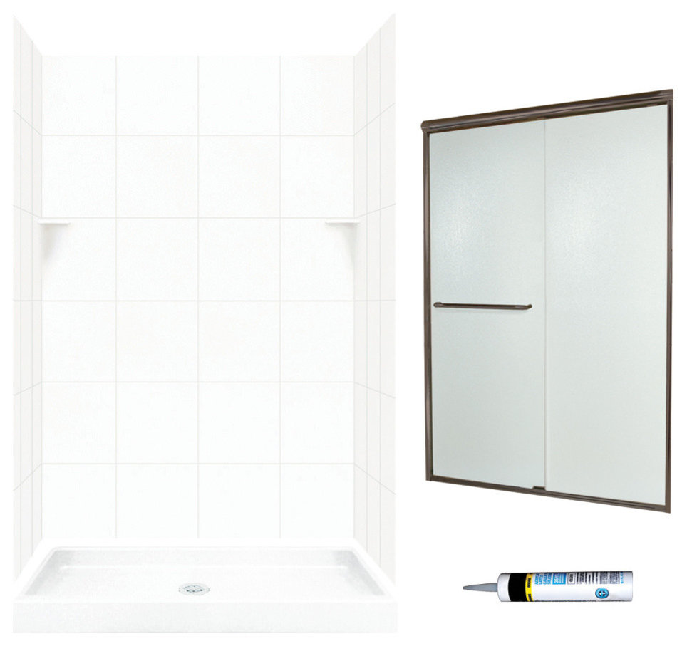 Alcove Shower Kits, White/Bisque/Tahiti Desert, 48"x34"x72.5", 48"x34 ...